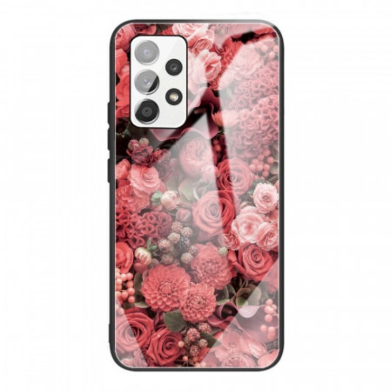 Cover Samsung Galaxy A53 5G Rose Blomster Hærdet Glas