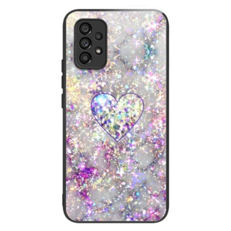 Mobilcover Samsung Galaxy A53 5G Glitter Hjerte Hærdet Glas