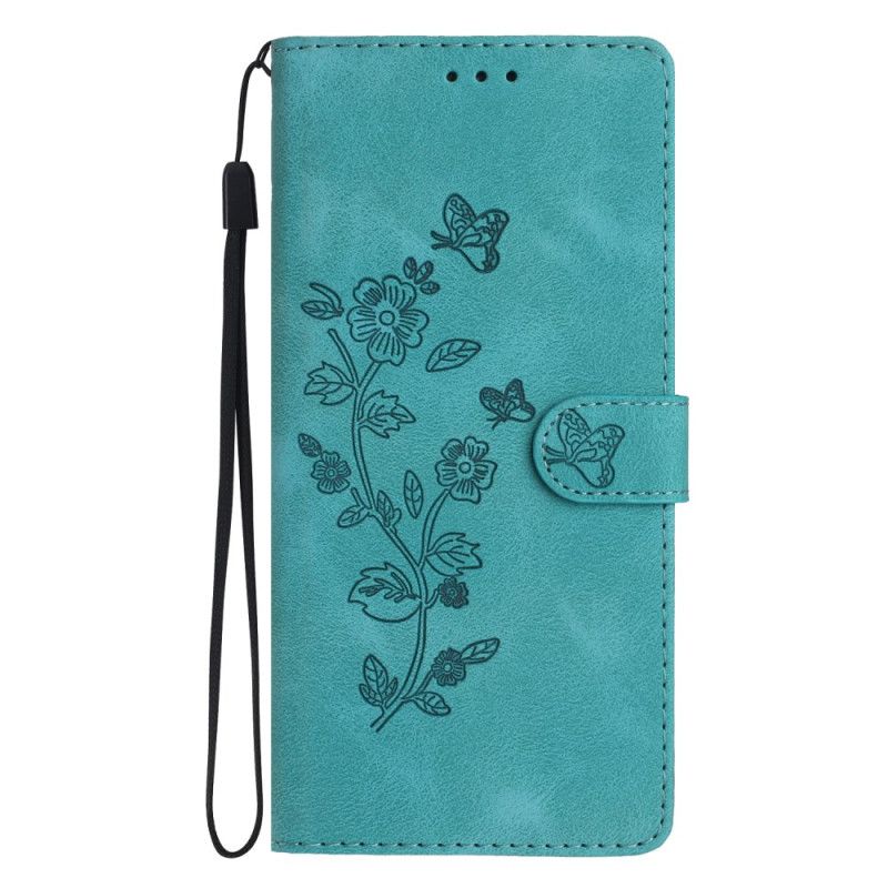 Flip Cover Til Xiaomi 14t Pro Blomstermønster Med Rem