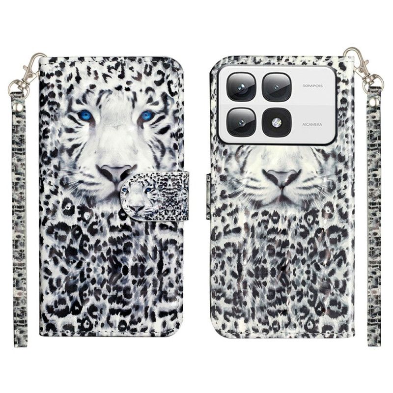 Flip Cover Xiaomi 14t Pro Leopardmønster Med Rem