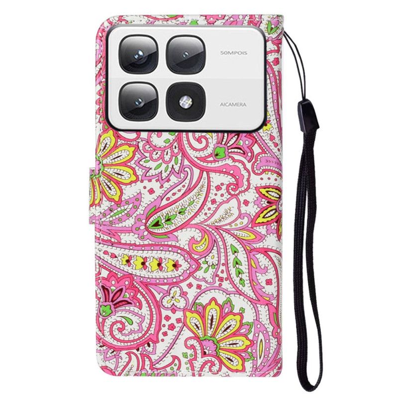 Læder Cover Xiaomi 14t Pro Telefon Etui Premium Blomster