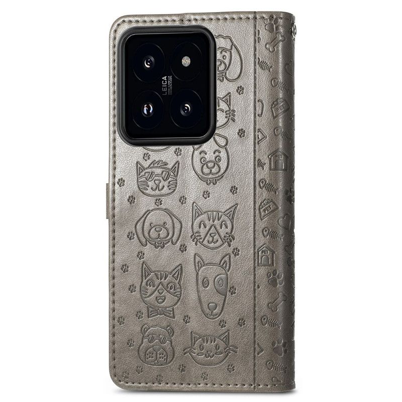 Læder Cover Xiaomi 14t Pro Telefon Etui Safaridyr