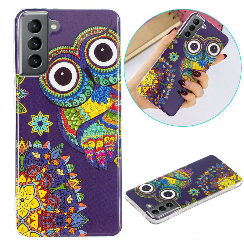 Cover Samsung Galaxy S21 Fe Fluorescerende Mandala Ugle