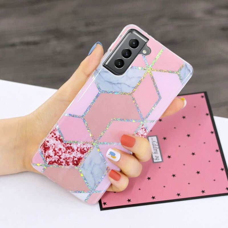 Cover Samsung Galaxy S21 Fe Glitter Design Marble