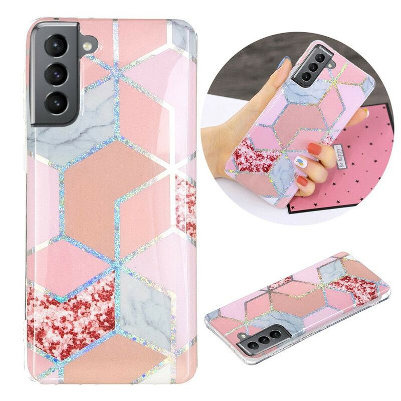 Cover Samsung Galaxy S21 Fe Glitter Design Marble