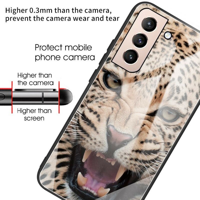 Cover Samsung Galaxy S21 Fe Telefon Etui Leopard Hærdet Glas