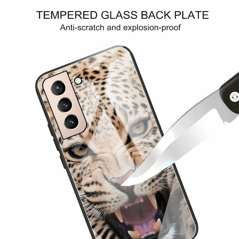 Cover Samsung Galaxy S21 Fe Telefon Etui Leopard Hærdet Glas