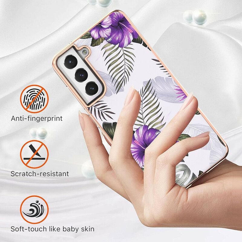 Cover Samsung Galaxy S21 Fe Telefon Etui Violet Blomster