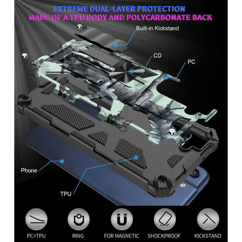 Cover Til Samsung Galaxy S21 Fe Camouflage Aftagelig Støtte