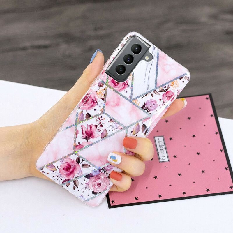 Cover Til Samsung Galaxy S21 Fe Marmorerede Blomster