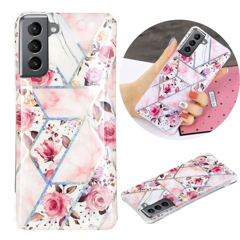 Cover Til Samsung Galaxy S21 Fe Marmorerede Blomster