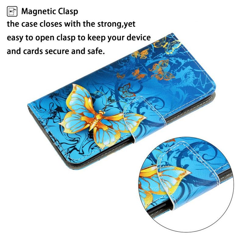 Flip Cover Samsung Galaxy S21 Fe Butterflies Strap Variationer