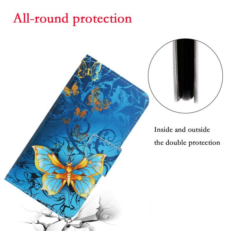 Flip Cover Samsung Galaxy S21 Fe Butterflies Strap Variationer