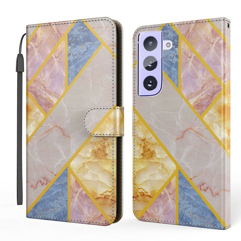 Flip Cover Samsung Galaxy S21 Fe Geometrisk Marmor