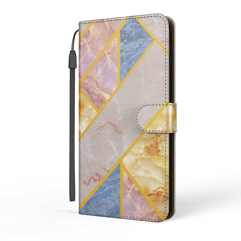 Flip Cover Samsung Galaxy S21 Fe Geometrisk Marmor