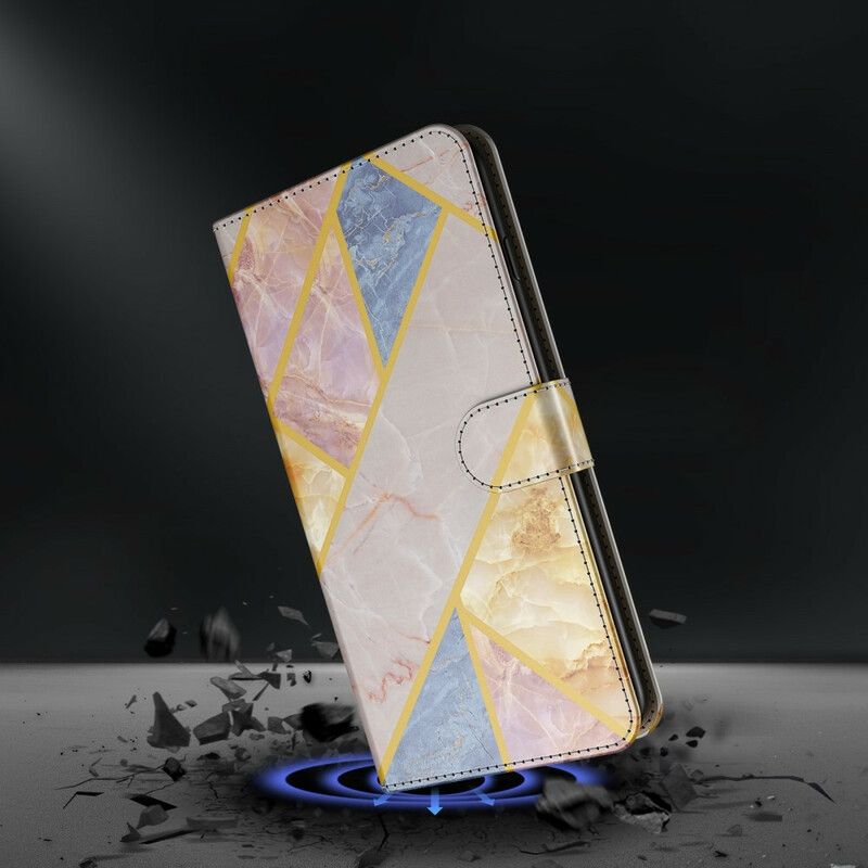 Flip Cover Samsung Galaxy S21 Fe Geometrisk Marmor