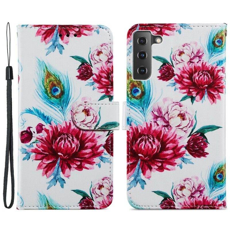 Flip Cover Samsung Galaxy S21 Fe Intense Blomster