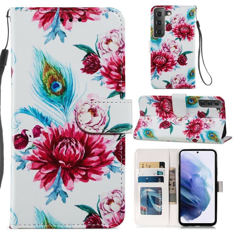 Flip Cover Samsung Galaxy S21 Fe Intense Blomster