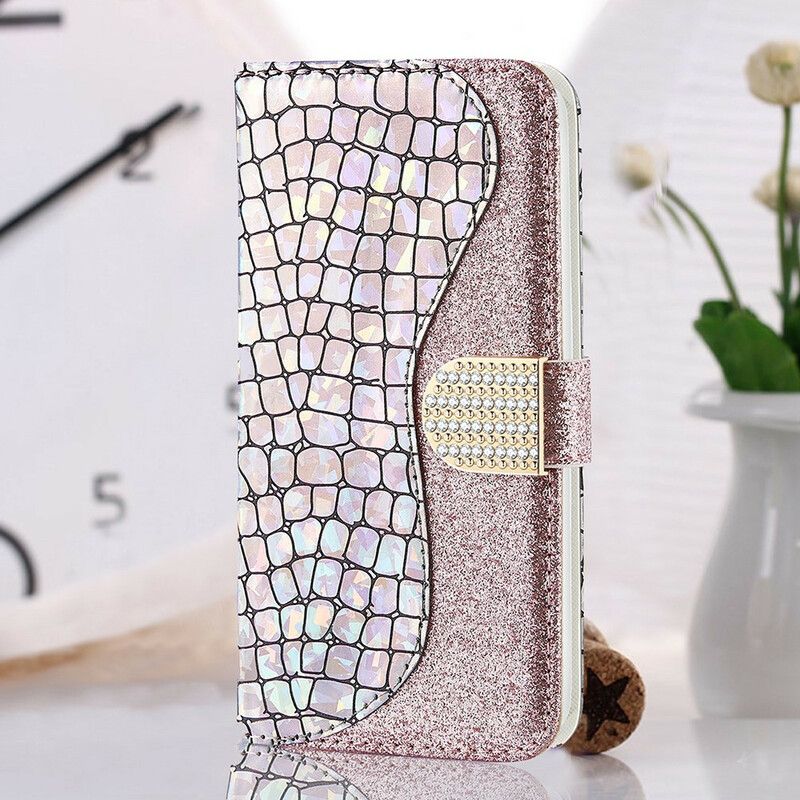 Flip Cover Samsung Galaxy S21 Fe Krokodille Diamanter