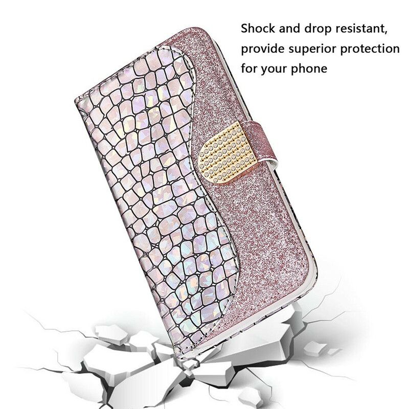 Flip Cover Samsung Galaxy S21 Fe Krokodille Diamanter