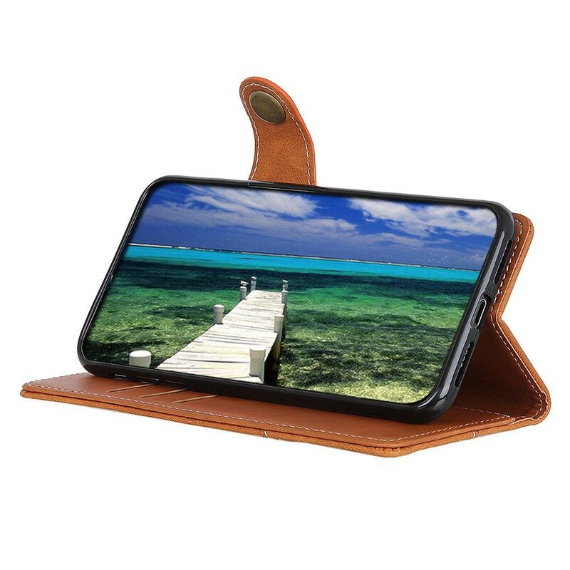 Flip Cover Samsung Galaxy S21 Fe Kunstnerisk Knap Og Sømme