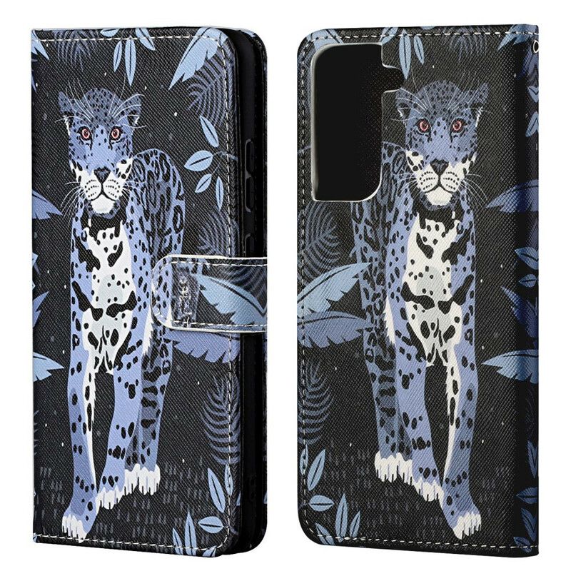 Flip Cover Samsung Galaxy S21 Fe Leopard Strappy