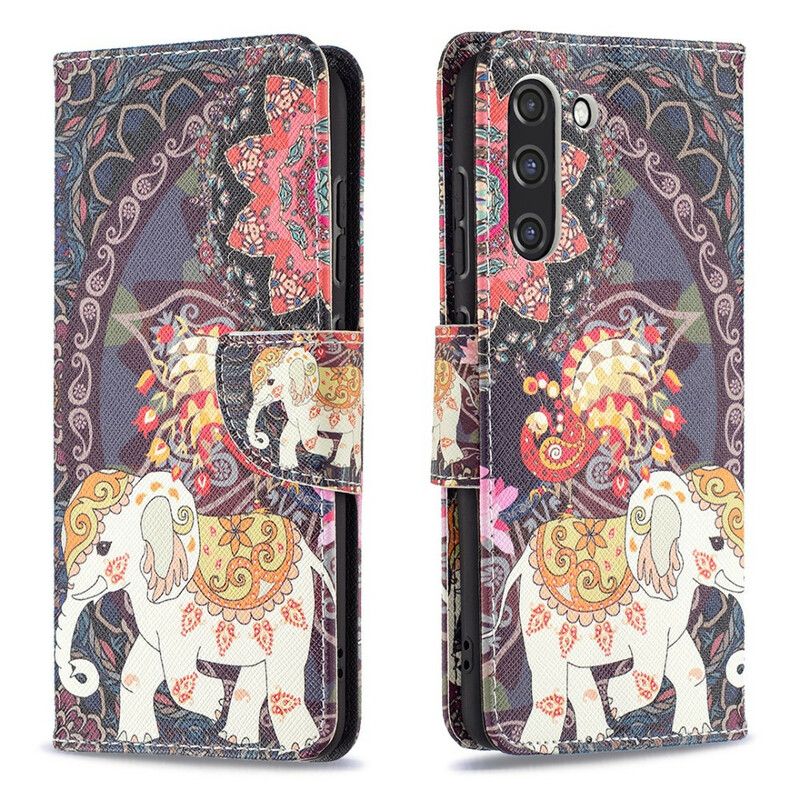 Flip Cover Samsung Galaxy S21 Fe Mandala Etniske Elefanter