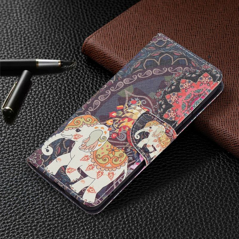 Flip Cover Samsung Galaxy S21 Fe Mandala Etniske Elefanter