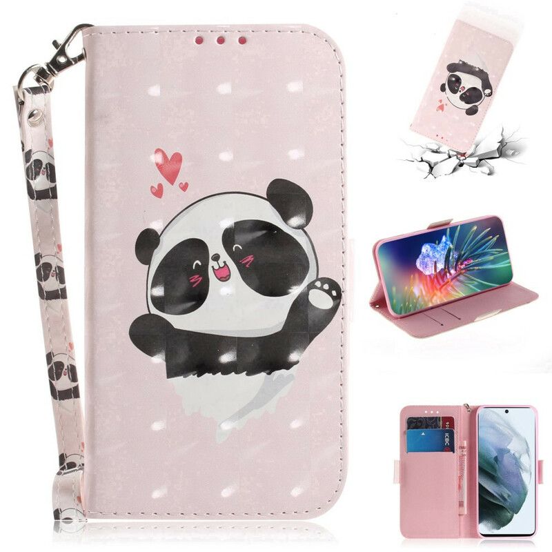 Flip Cover Samsung Galaxy S21 Fe Panda Love Strappy