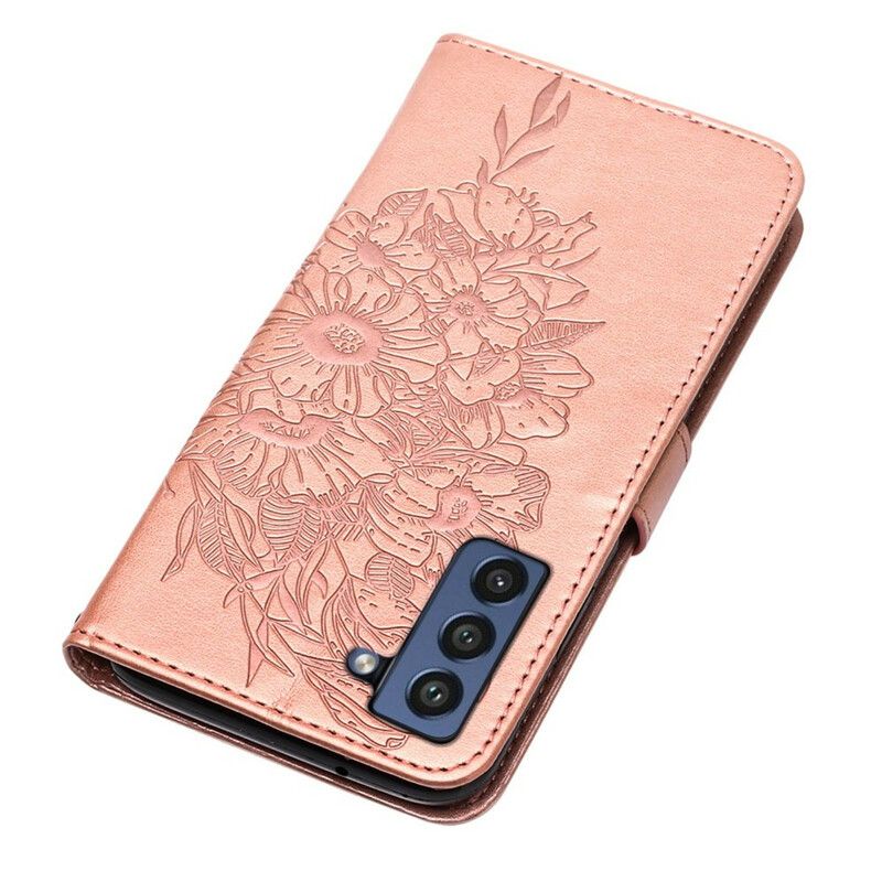 Flip Cover Samsung Galaxy S21 Fe Sommerfugledesign Med Snor