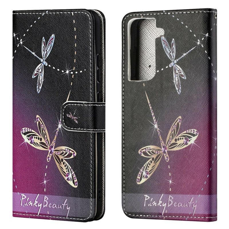 Flip Cover Samsung Galaxy S21 Fe Strappy Dragonflies