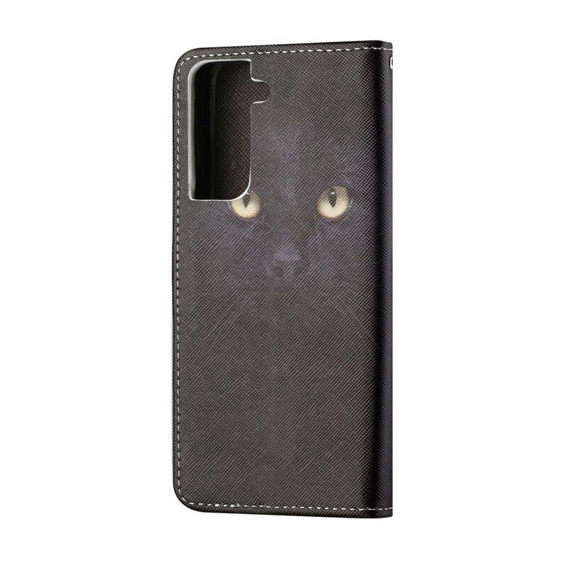 Flip Cover Til Samsung Galaxy S21 Fe Black Strappy Cat Eyes