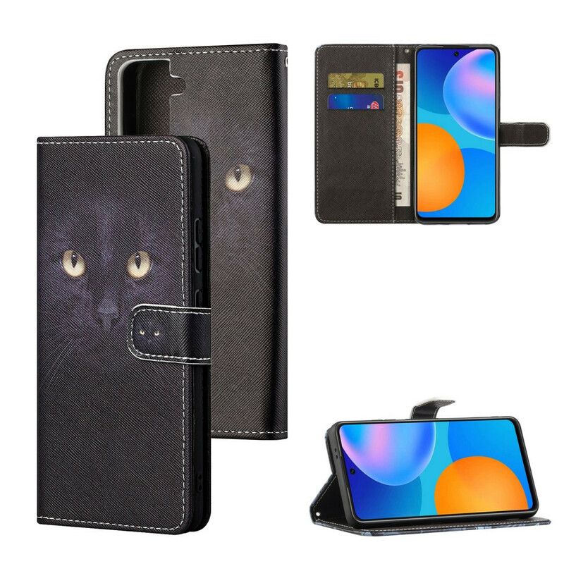 Flip Cover Til Samsung Galaxy S21 Fe Black Strappy Cat Eyes