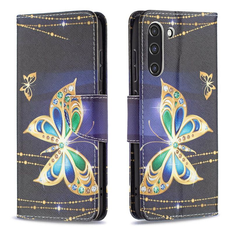 Flip Cover Til Samsung Galaxy S21 Fe Golden Butterfly