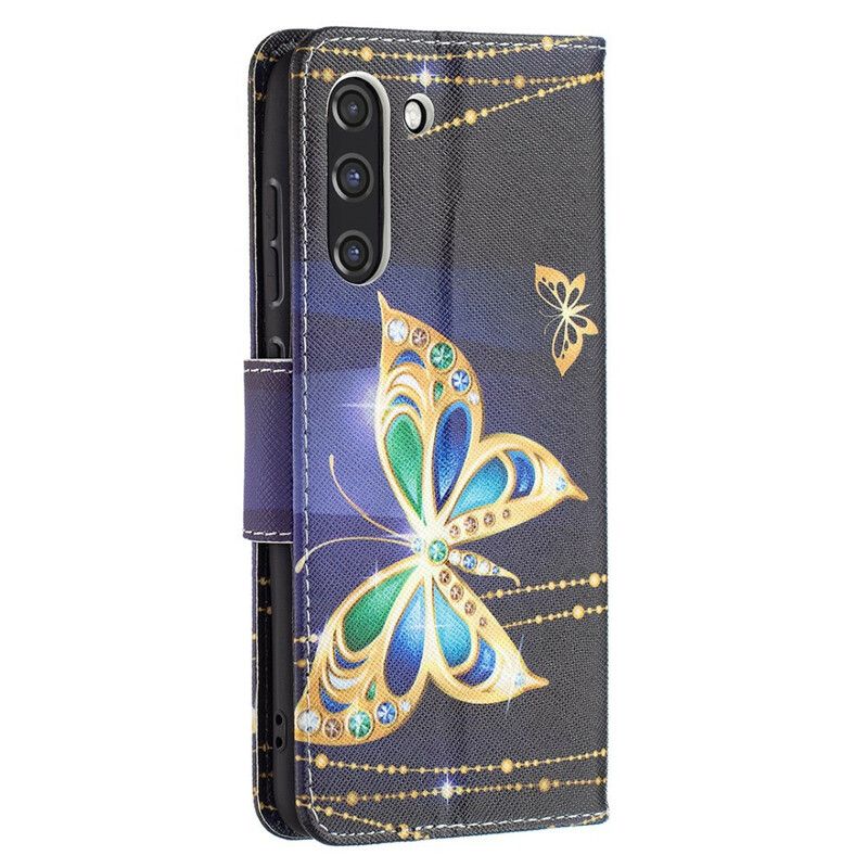 Flip Cover Til Samsung Galaxy S21 Fe Golden Butterfly