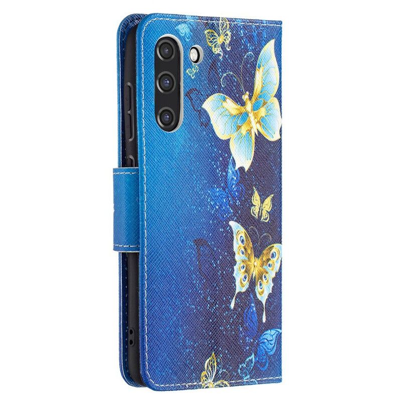 Læder Cover Samsung Galaxy S21 Fe Telefon Etui Butterflies Kings