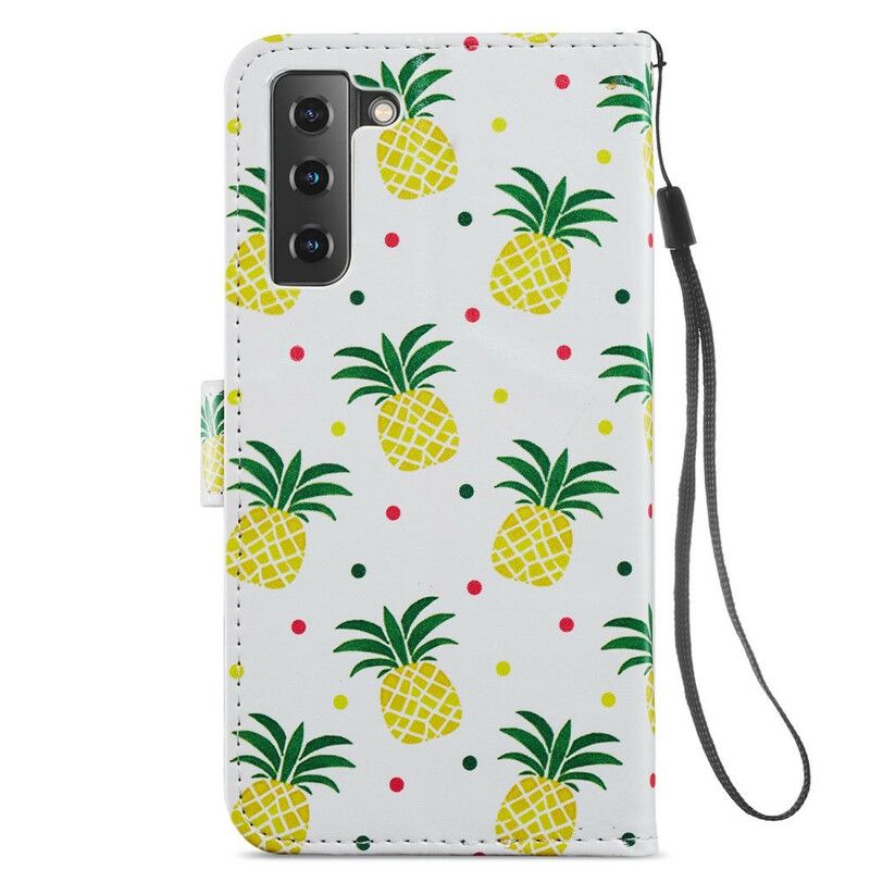 Læder Cover Samsung Galaxy S21 Fe Telefon Etui Flere Ananas