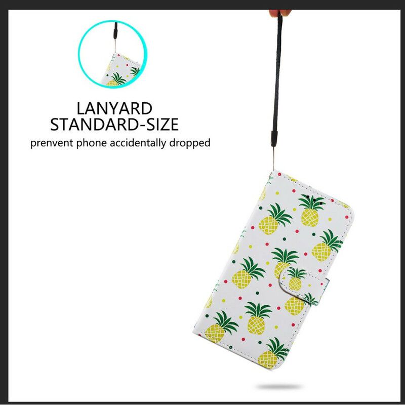 Læder Cover Samsung Galaxy S21 Fe Telefon Etui Flere Ananas