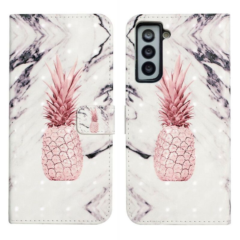 Læder Cover Samsung Galaxy S21 Fe Telefon Etui Let Ananas