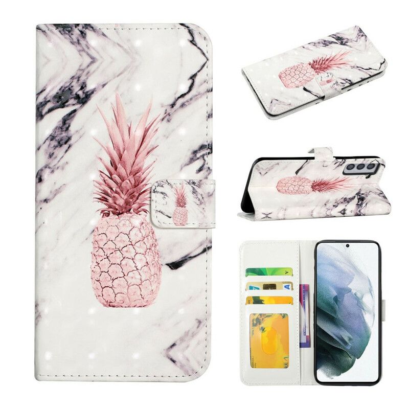 Læder Cover Samsung Galaxy S21 Fe Telefon Etui Let Ananas