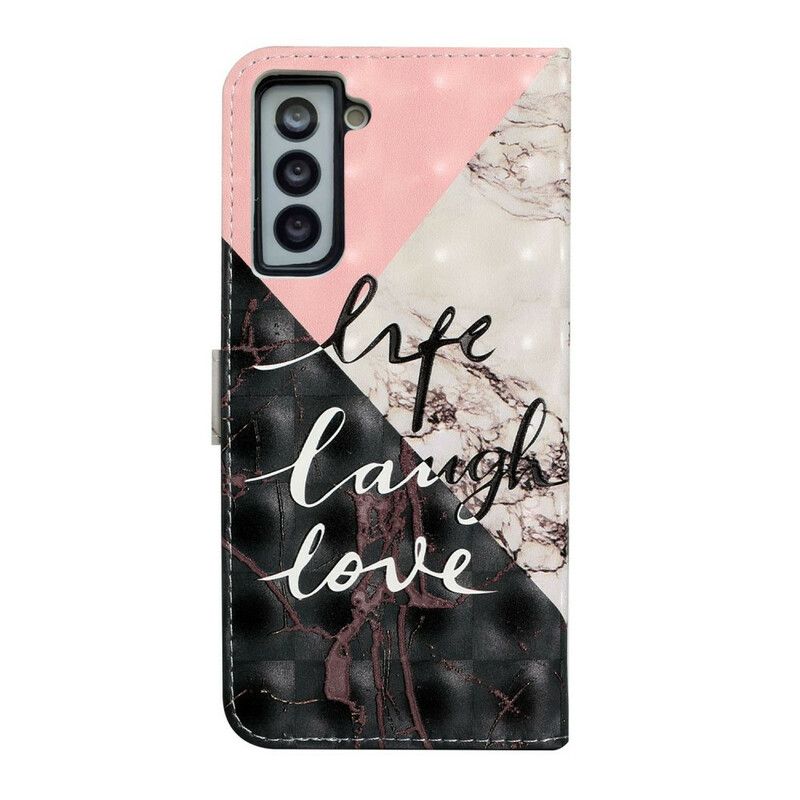 Læder Cover Samsung Galaxy S21 Fe Telefon Etui Life Laugh Love