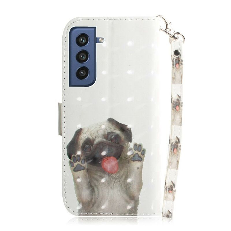 Læder Cover Samsung Galaxy S21 Fe Telefon Etui Love My Dog Thong