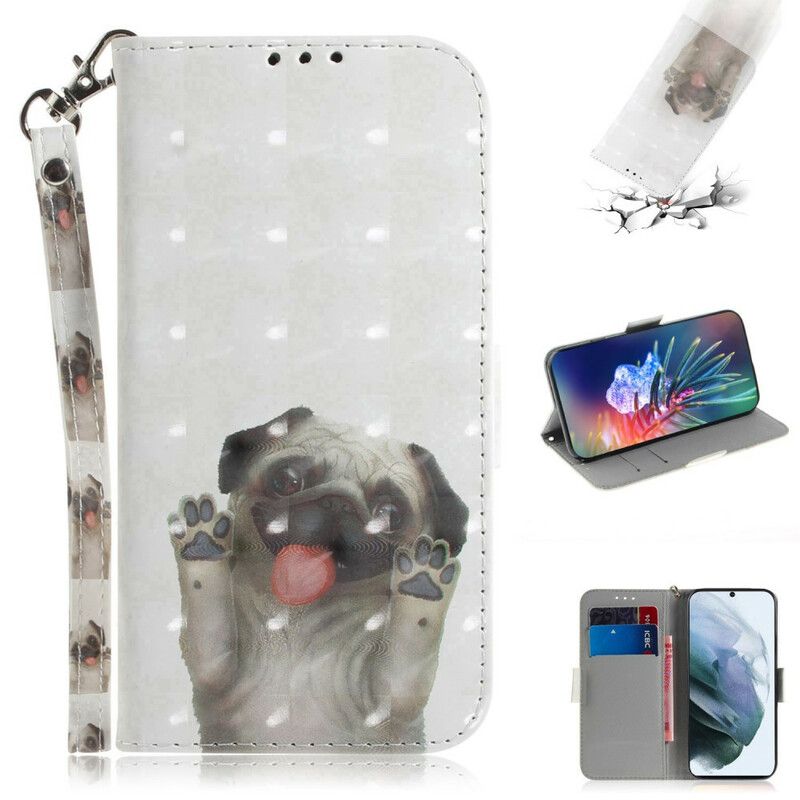 Læder Cover Samsung Galaxy S21 Fe Telefon Etui Love My Dog Thong