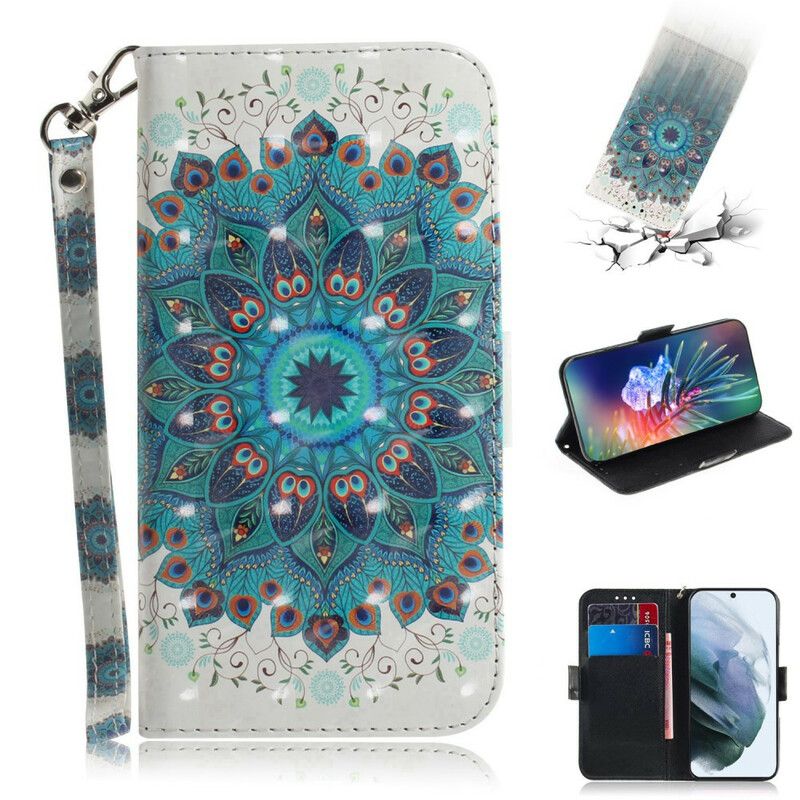 Læder Cover Samsung Galaxy S21 Fe Telefon Etui Magistral Strappy Mandala