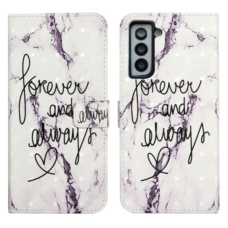 Læder Cover Samsung Galaxy S21 Fe Telefon Etui Marble Forever & Always