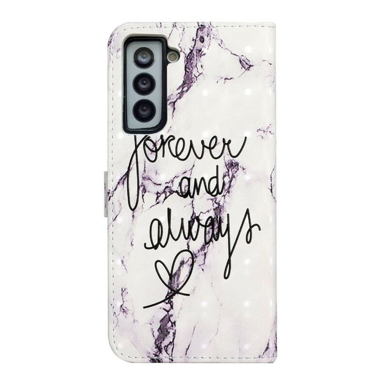 Læder Cover Samsung Galaxy S21 Fe Telefon Etui Marble Forever & Always