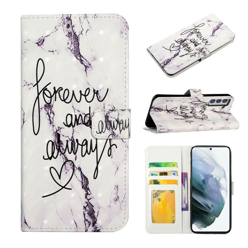 Læder Cover Samsung Galaxy S21 Fe Telefon Etui Marble Forever & Always