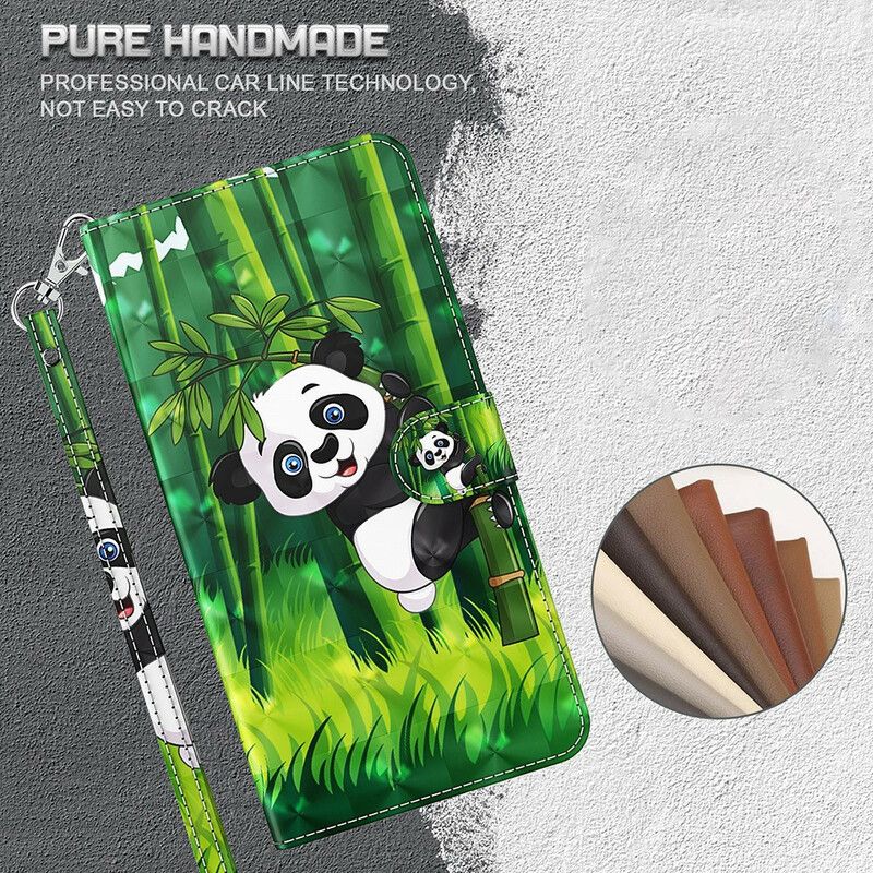 Læder Cover Samsung Galaxy S21 Fe Telefon Etui Panda Og Bambus