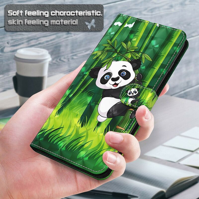 Læder Cover Samsung Galaxy S21 Fe Telefon Etui Panda Og Bambus