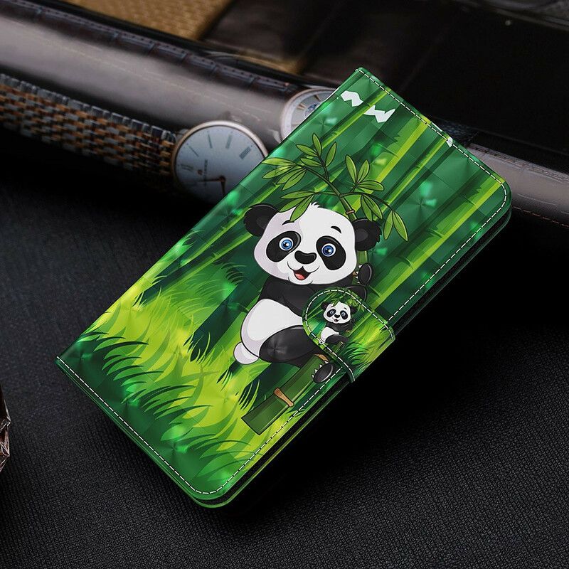 Læder Cover Samsung Galaxy S21 Fe Telefon Etui Panda Og Bambus